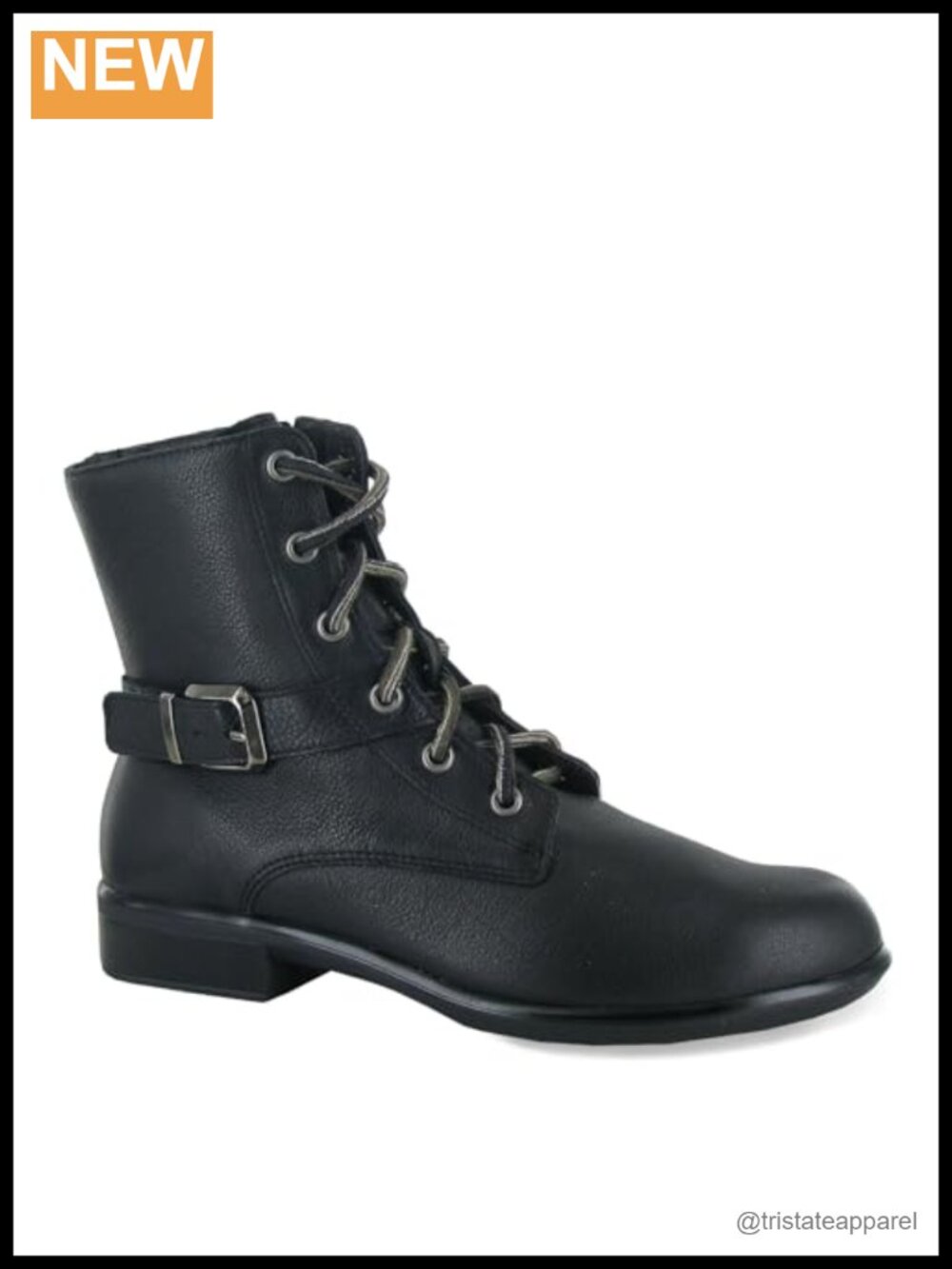 Leather Lace-Up Ankle Boots Combat Style Handmade Zipper